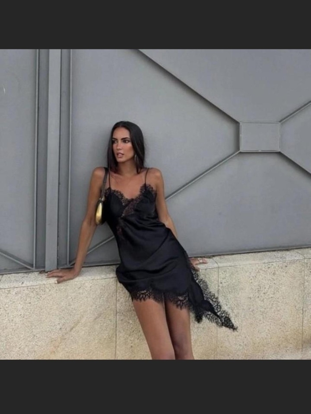 Zara Black Satin Lace Camisole Slip Dress